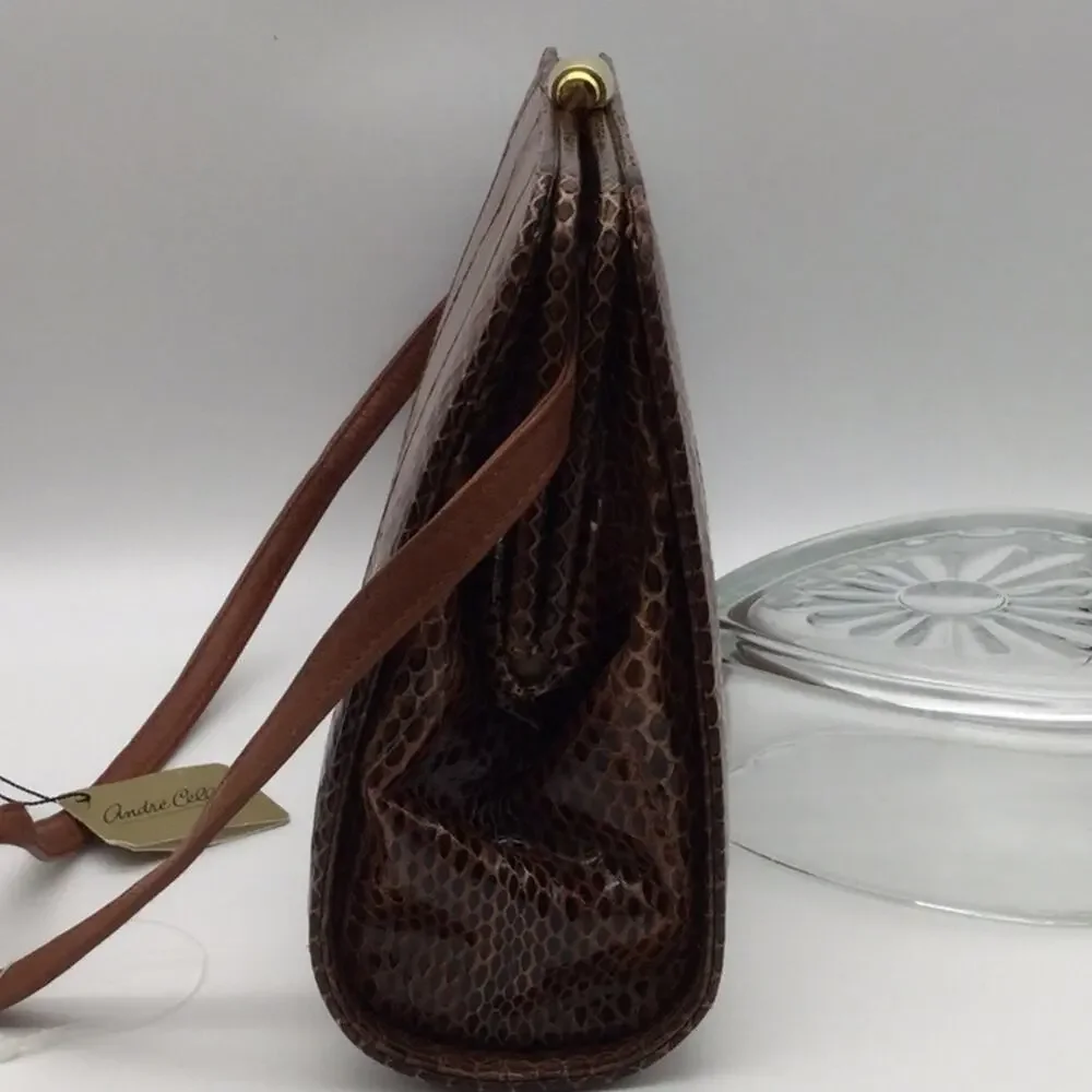 Andre Cellini VTG Leather Snake Crossbody Bag
